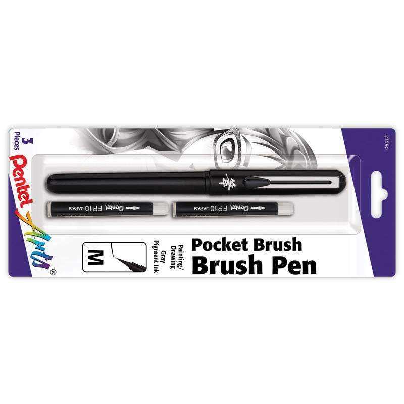 Pocket Brush Pen with 2 Black Refills