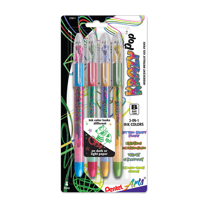 Krazy Pop Iridescent Gel Pen 4ct 1.0mm Bold Line Pentel Arts