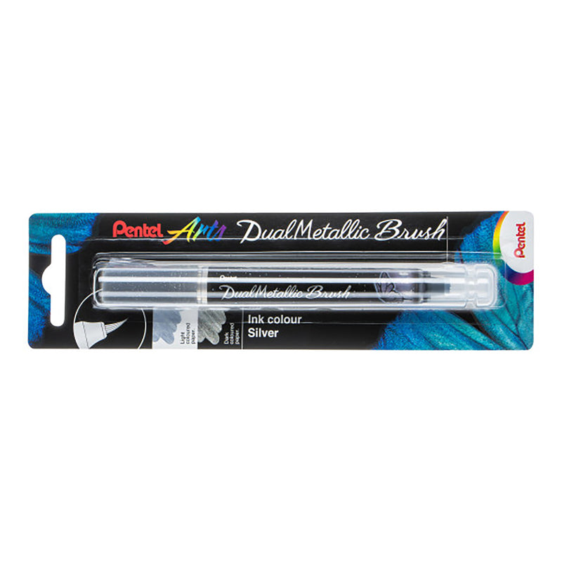Dualmetallic Brush Silver Ink Pentel Arts