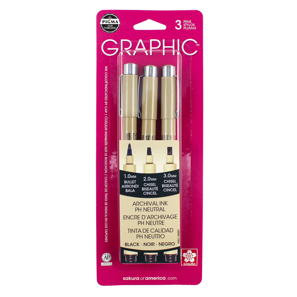 Bc Graphic Pens 3ct Black