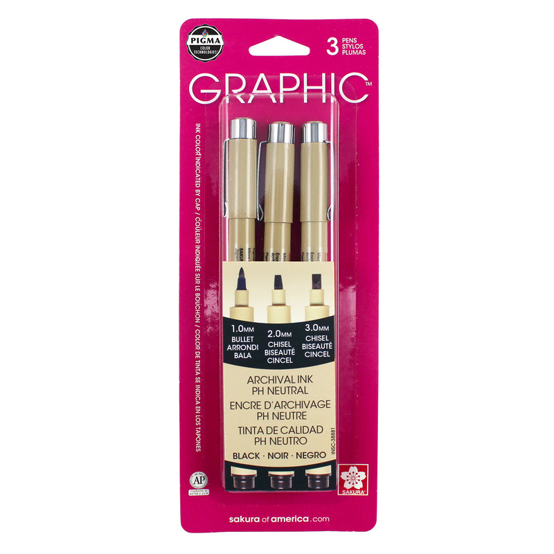 Bc Graphic Pens 3ct Black