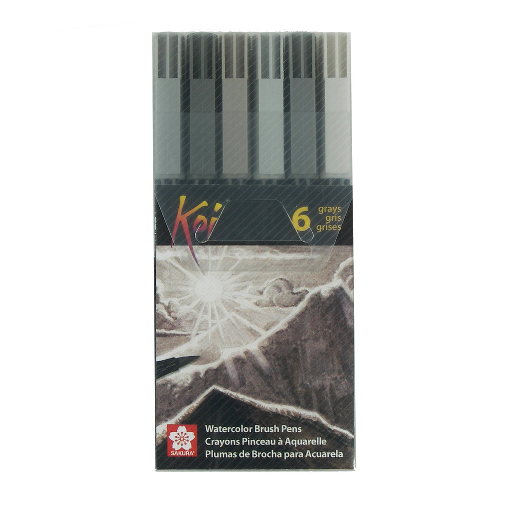 Koi Coloring Brush 6 Pc Set 6 Grays