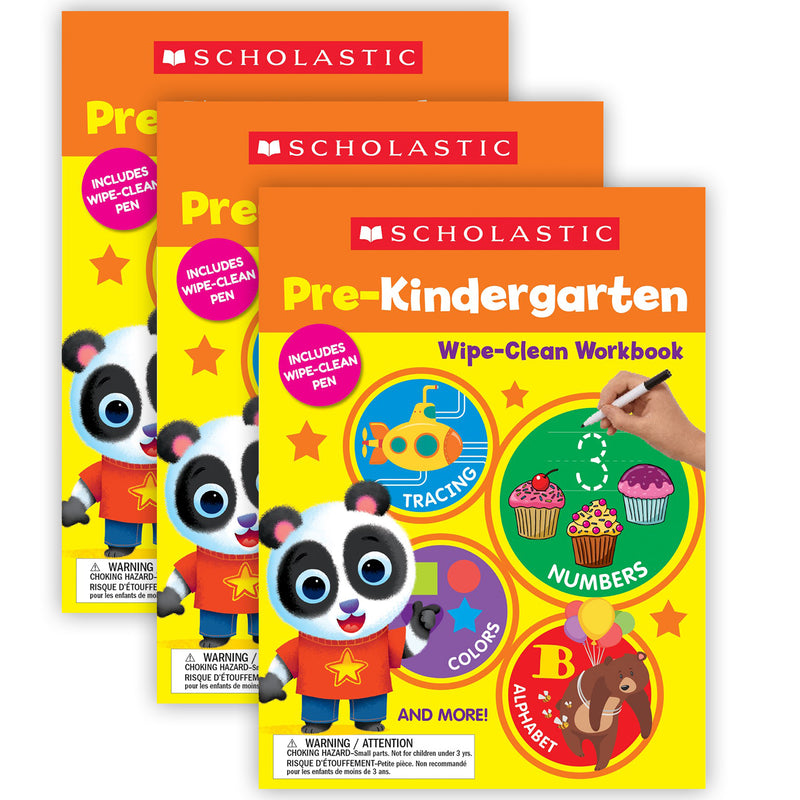 (3 Ea) Pre-k Wipe Clean Workbook