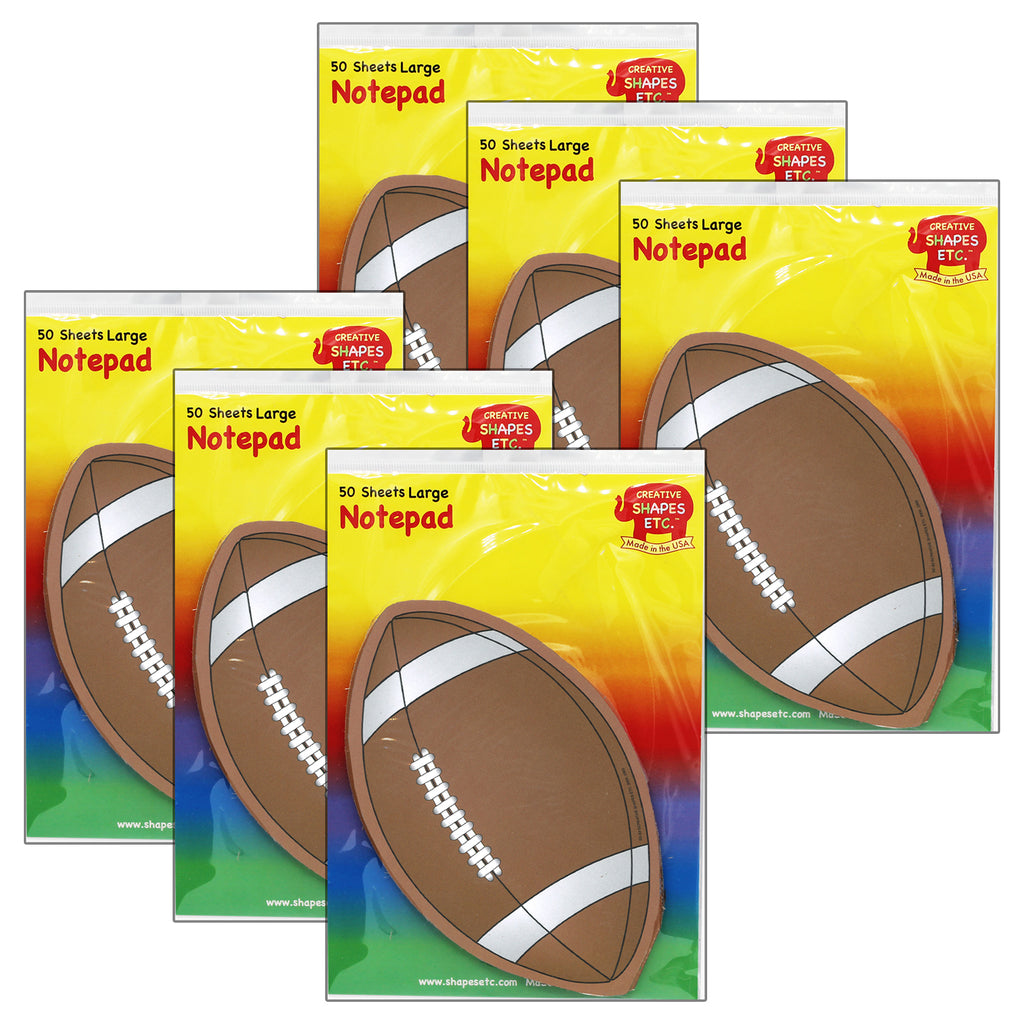 (6 Ea) Football Large Notepad