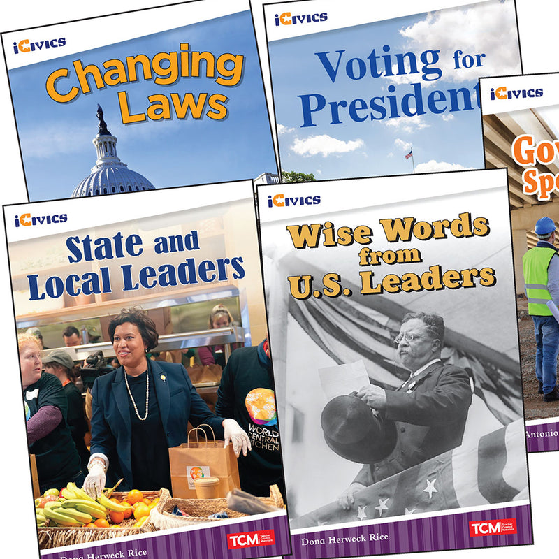 iCivics Grade 4: Leadership & Responsibility 5-Book Set + Game Cards