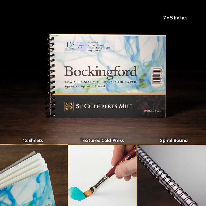 Bockingford Watercolor Spiral 5x7in Cold Pressed 12 Sheets