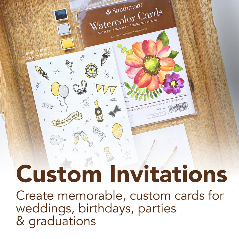 400 Series Watercolor Cards & Envelopes, 5x6.875 inch, 100 Pack