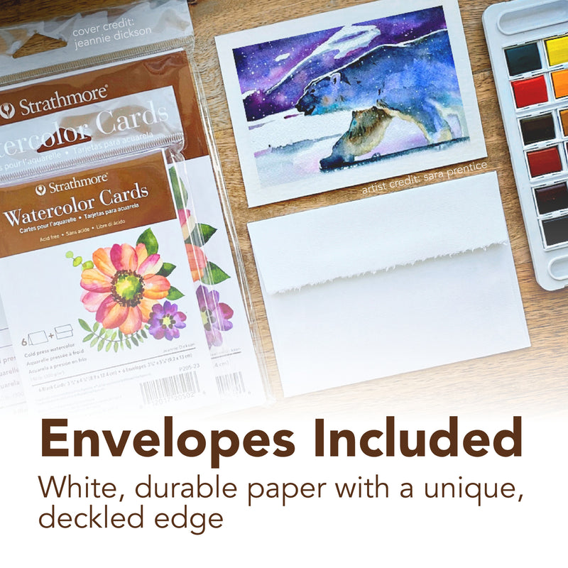 400 Series Watercolor Cards & Envelopes, 5x6.875 inch, 100 Pack