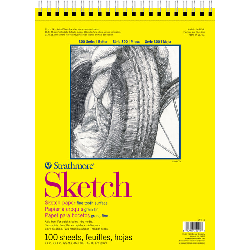 300 Series Sketch Pad 11x14in Wire Binding Strathmore 100 Sheets