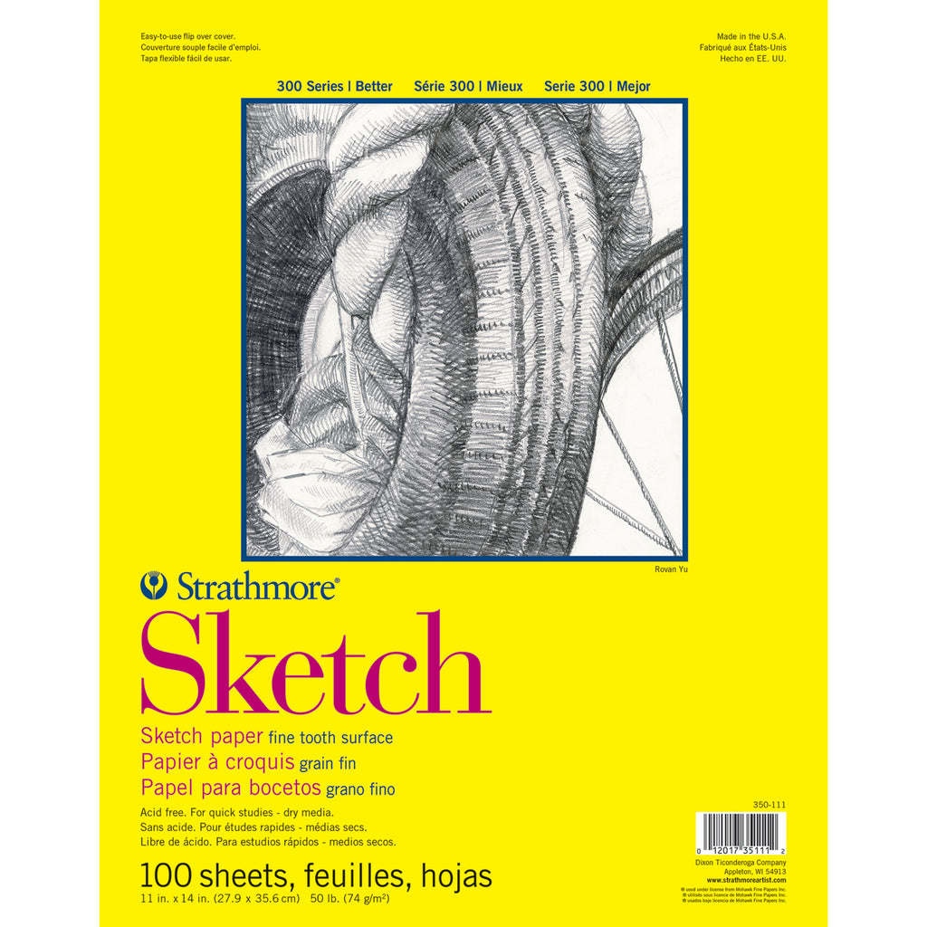 300 Series Sketch Pad 11x14in Glue Binding Strathmore 100 Sheets