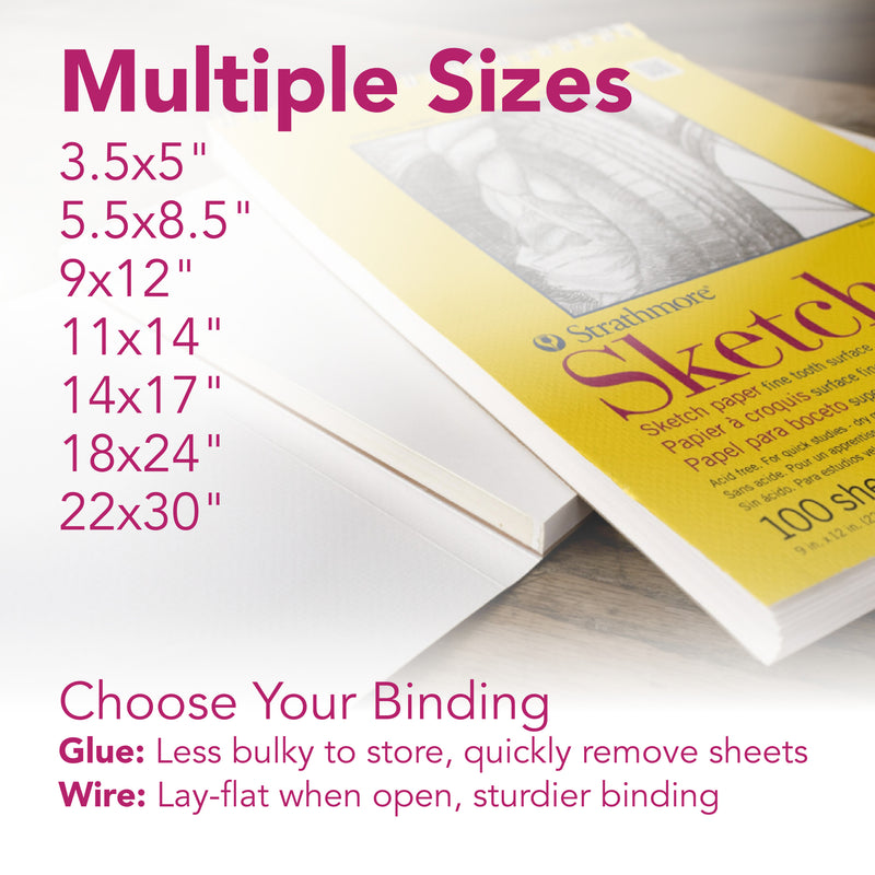 300 Series Sketch Pad, Side Wire Binding, 100 Sheets, 14x17 inch
