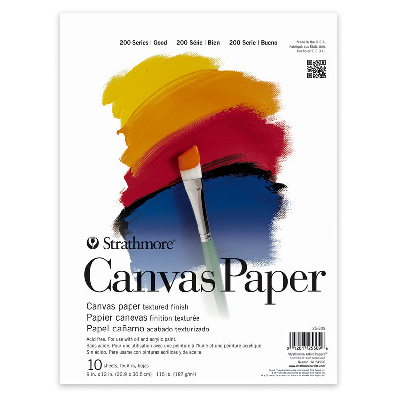 200 Series Canvas Pad, 10 Sheet, 9x12 inch, Pack of 3