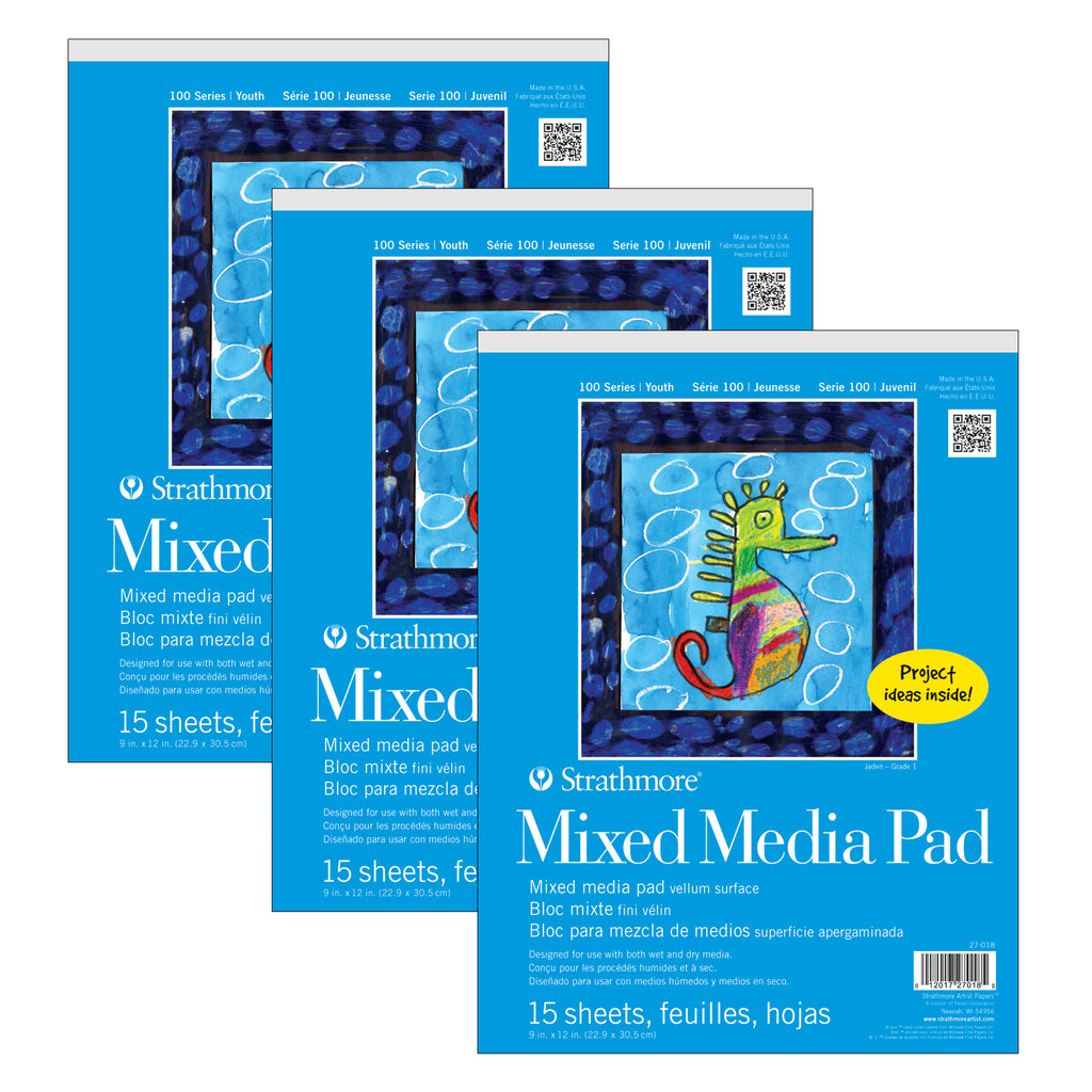 (3 Ea) Mixed Media Pad 9x12in