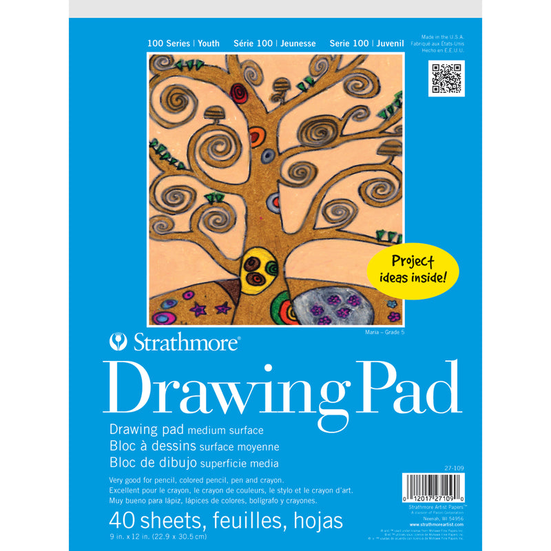 100 Series Drawing Pad, 40 Sheet, 9x12 inch, Pack of 3