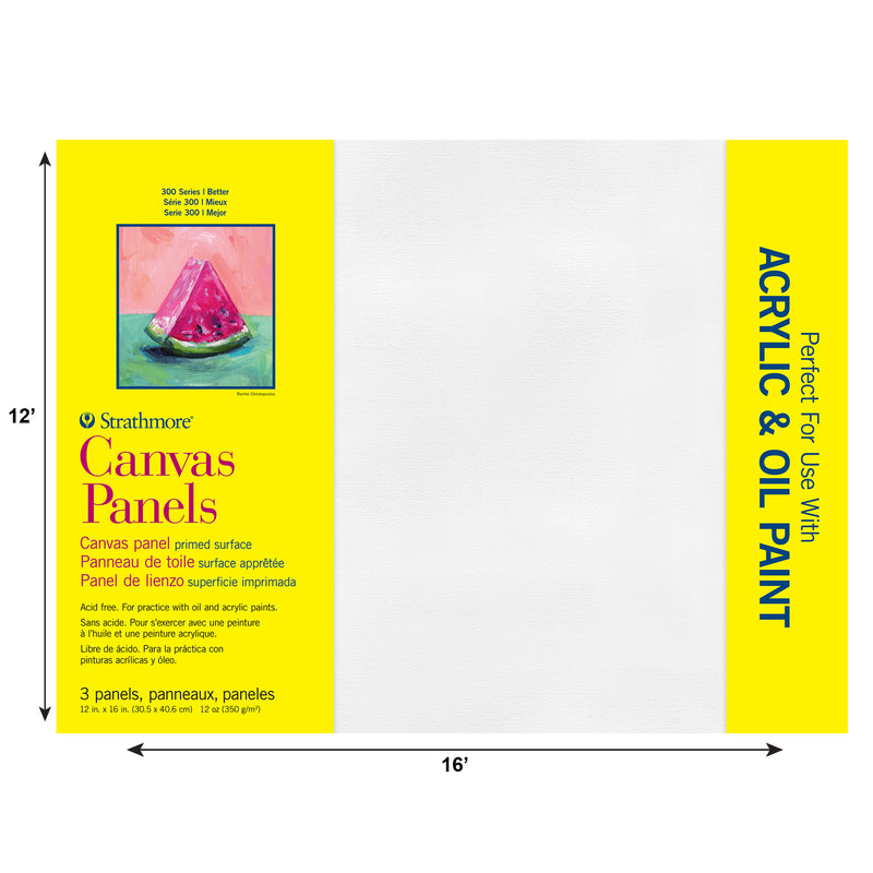 300 Series Canvas Panels, 3 Pack, 12x16 inch, 1 Count