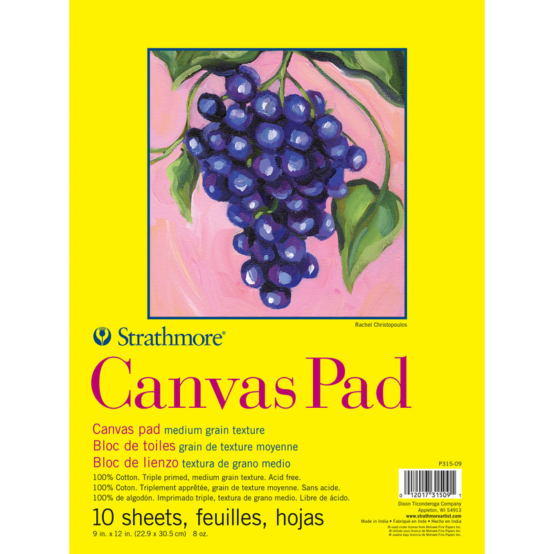 300 Series Canvas Pad, Tape Binding, 10 Sheet, 9x12 inch, Pack of 2