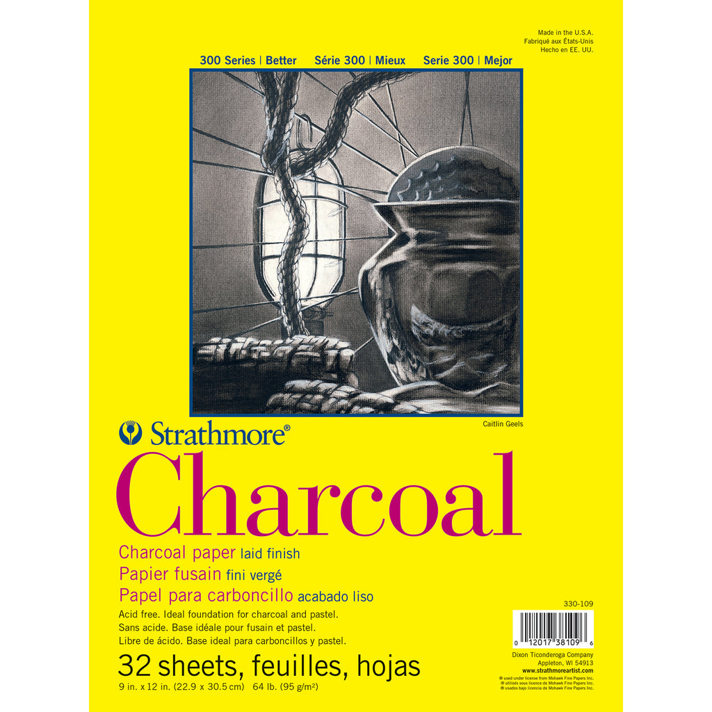 Charcoal Pad Glue Bind 9x12in 300 Series 32 Sheets