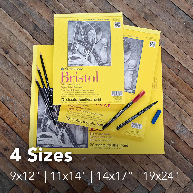 300 Series Bristol Pad, Vellum Finish, Tape Binding, 20 Sheet, 14x17 inch, 1 Count