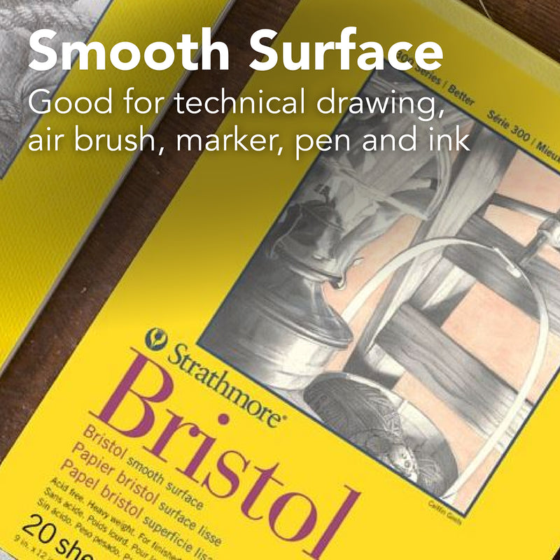 300 Series Bristol Pad, Smooth Finish, Tape Binding, 20 Sheet, 14x17 inch, 1 Count