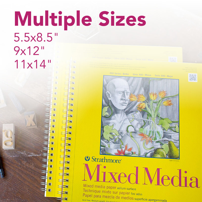 300 Series Mixed Media Pad, Side Wire Binding, 40 Sheet, 11x14 inch, 1 Count