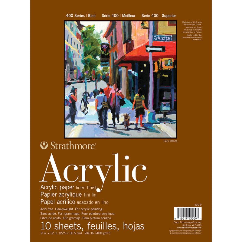 400 Series Acrylic Pad, Glue Binding, 10 Sheet, 9x12 inch, Pack of 2