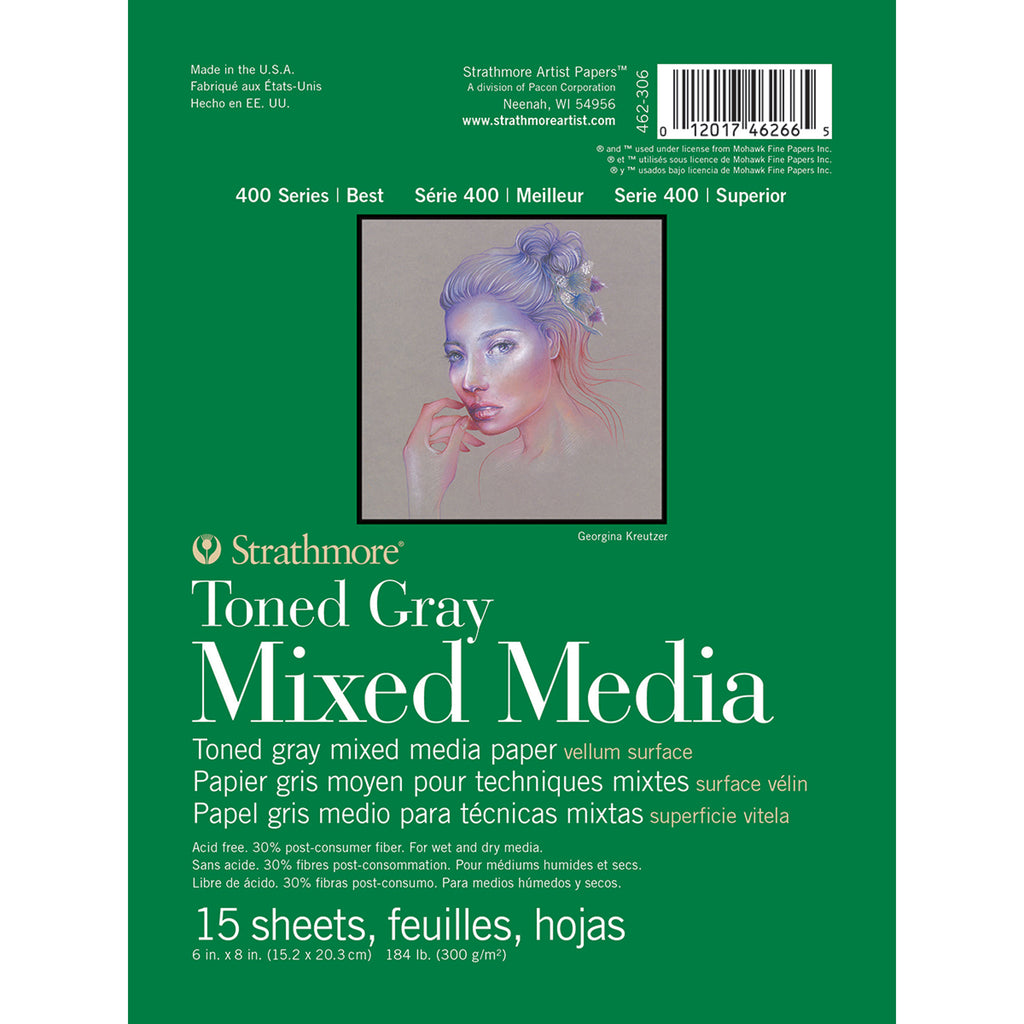 Mixed Media Pad 6x8in Gray 15shts 400 Series