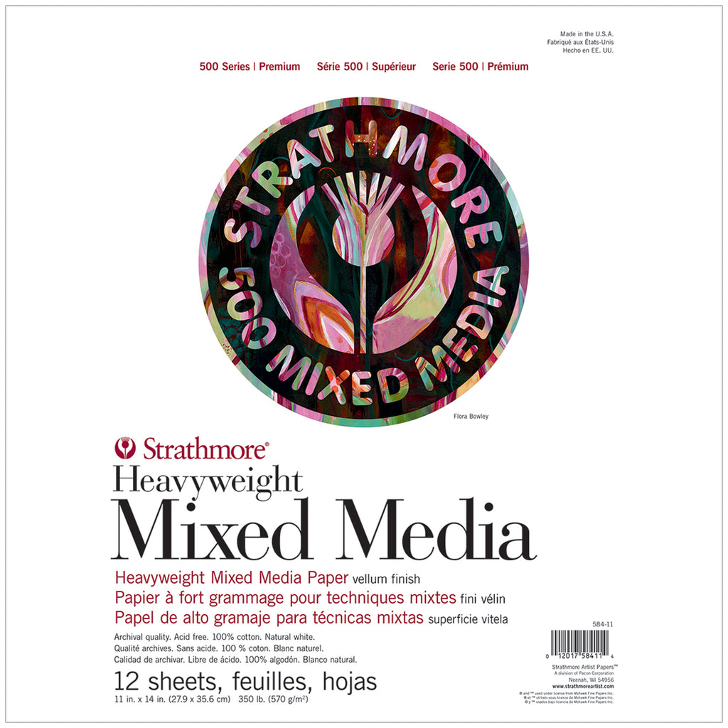 500 Series Mixed Media Pad, 12 Sheet, 11x14 inch, 1 Count