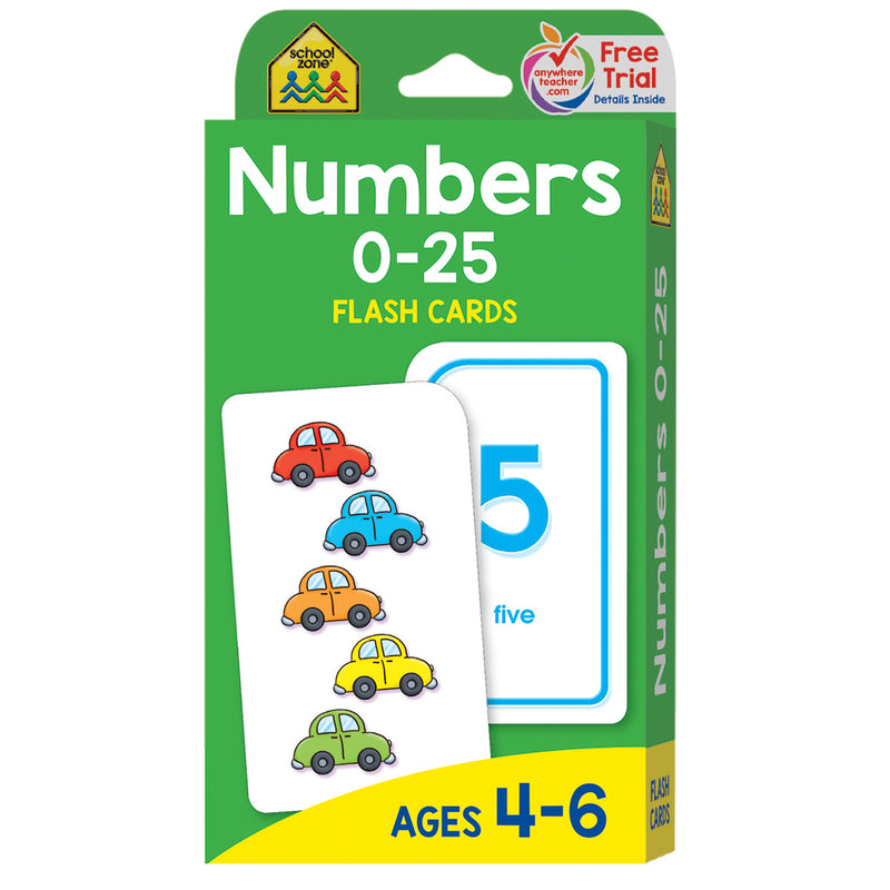 Numbers 0-25 Flash Cards, 6 Packs