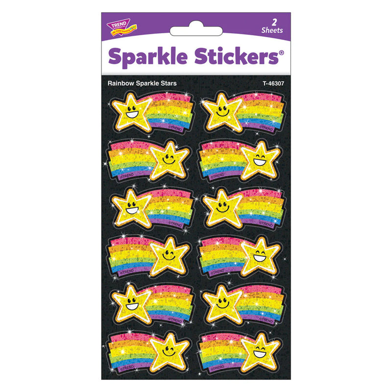 Rainbow Stars Sparkle Stickers 24ct