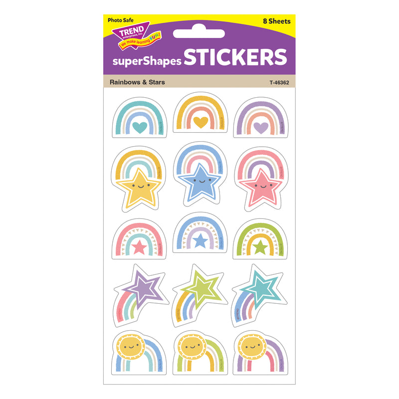 Rainbows & Stars Large superShapes Stickers, 120 Per Pack, 6 Packs