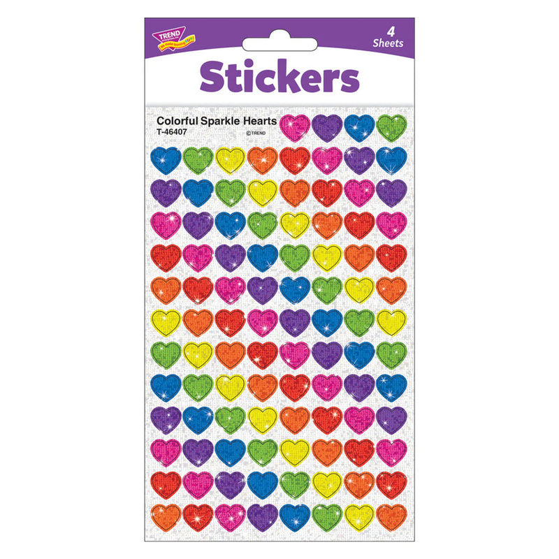 Colorful Hearts Sparkle Stickers®, 400 Per Pack, 6 Packs