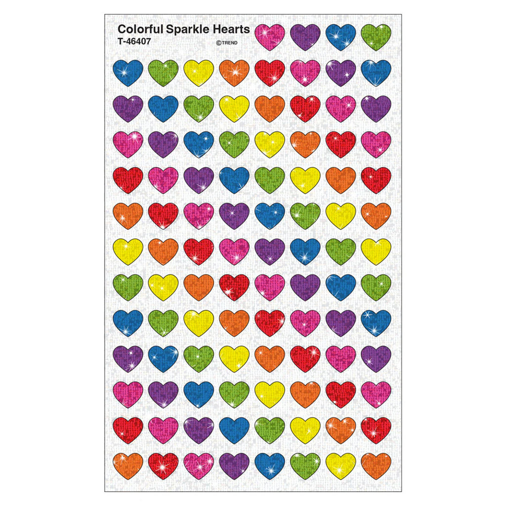 Colorful Hearts Sparkle Stickers 400ct
