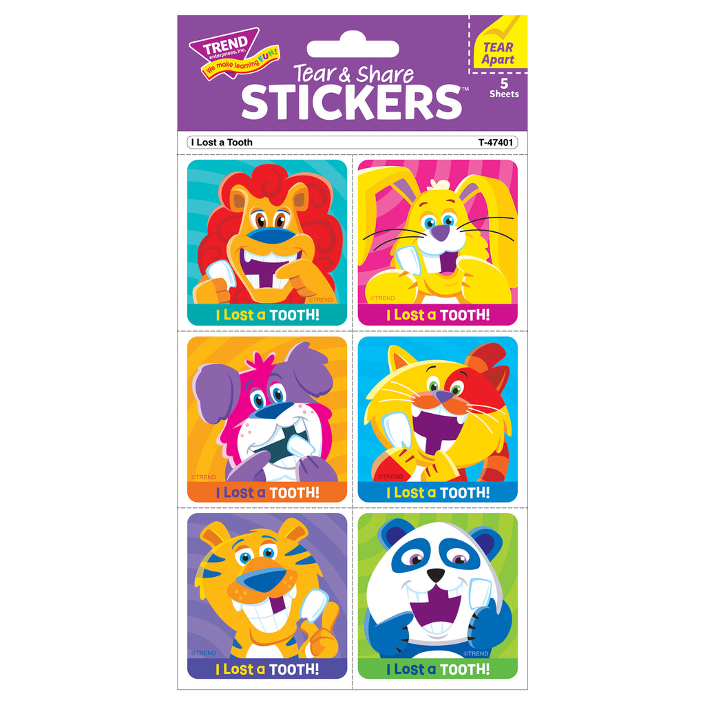 I Lost A Tooth 30ct Stickers Tear & Share