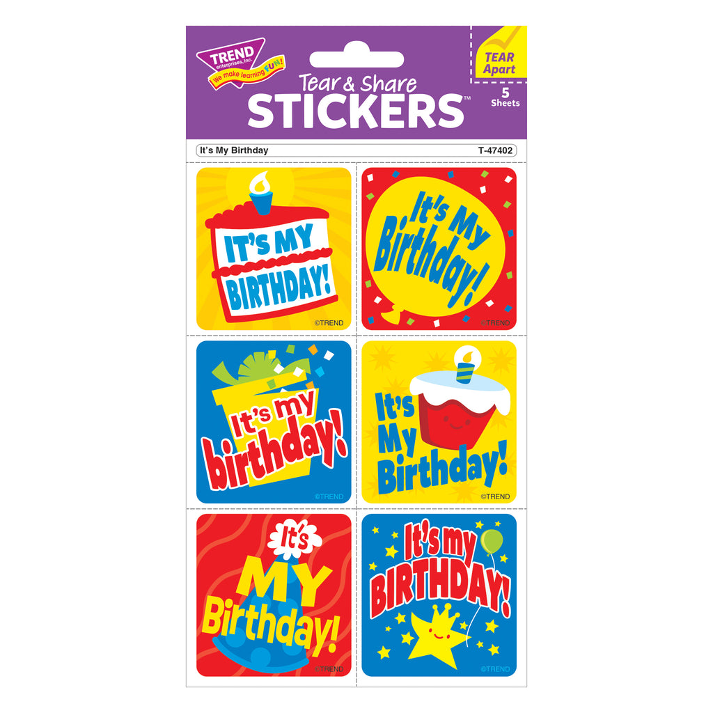 Its My Birthday Stickers Tear & Share