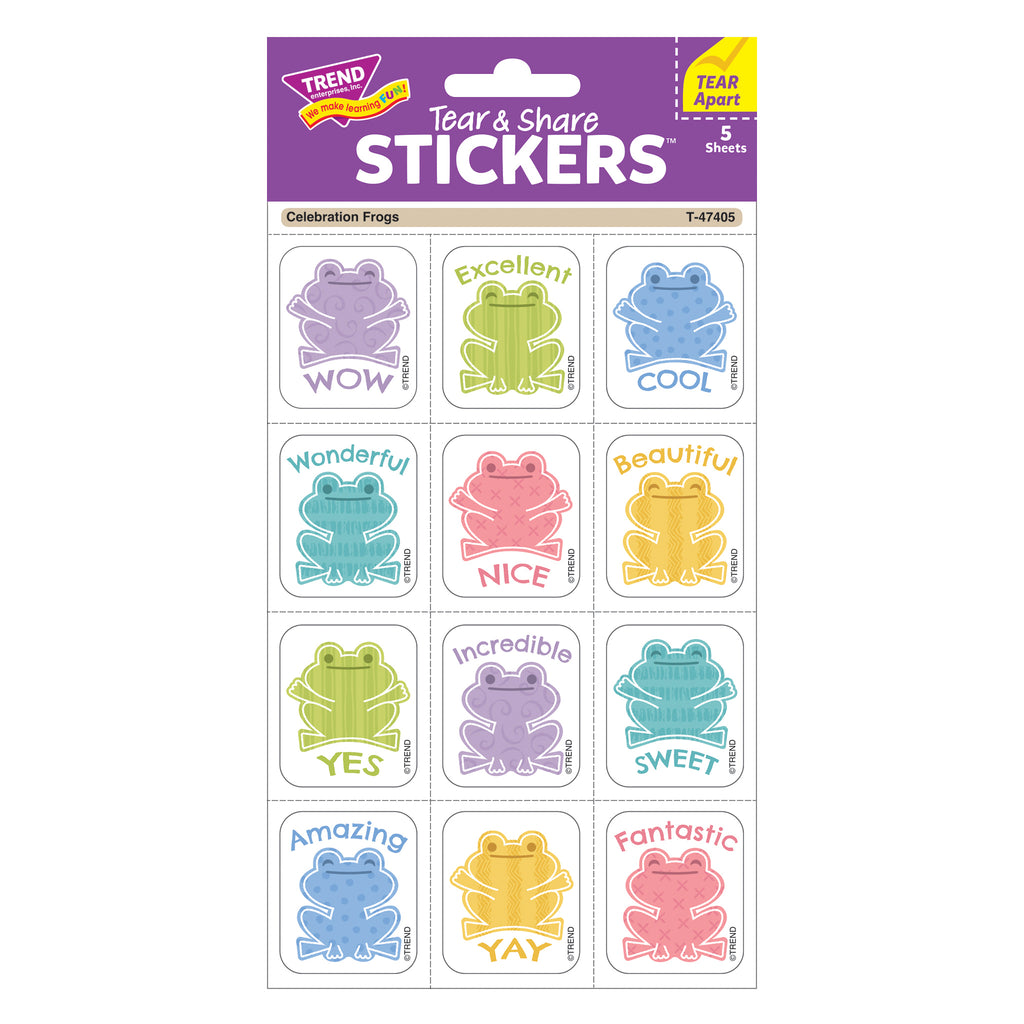 Celebration Frogs Stickers Tear & Share