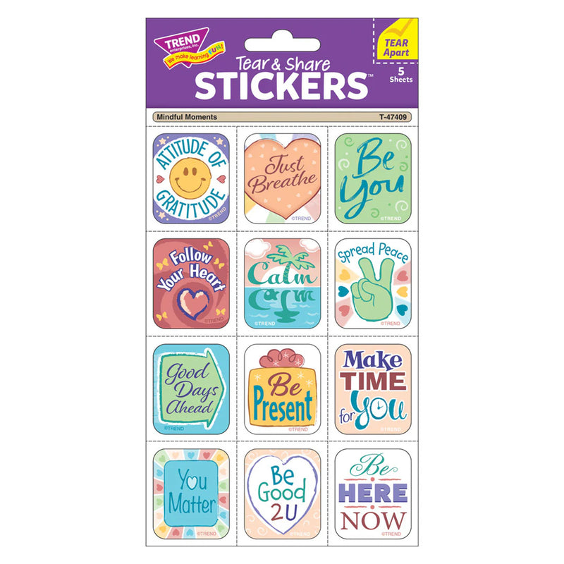 Mindful Moments Tear & Share Stickers™, 60 Per Pack, 6 Packs