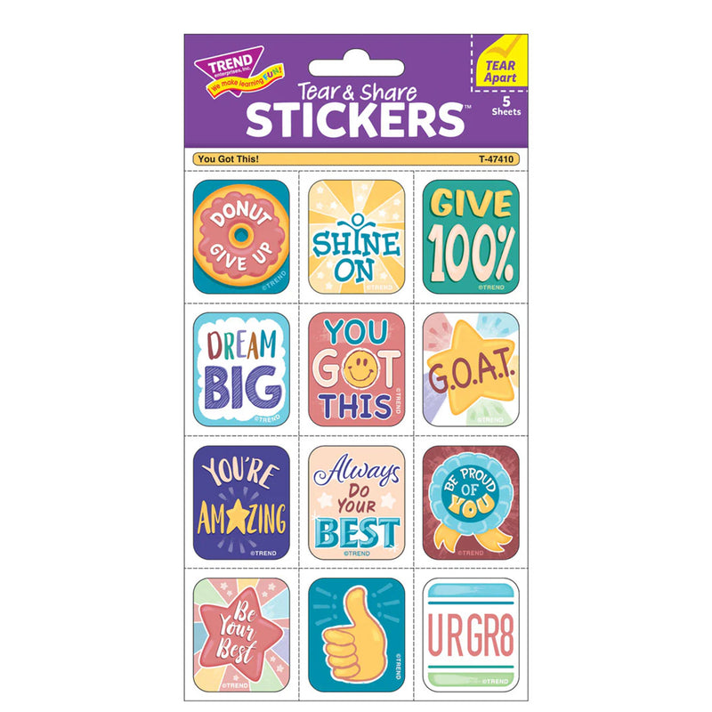 You Got This Tear & Share Stickers