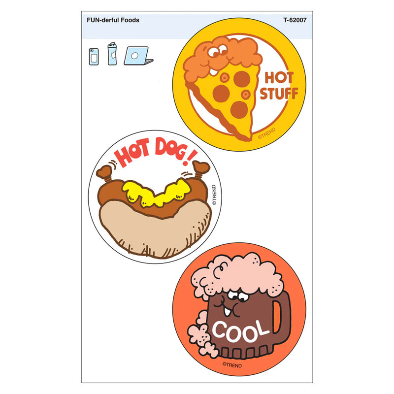 FUN-derful Foods Vinyl Stickers, 3 Per Pack, 6 Packs