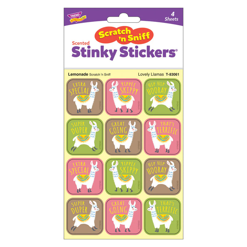 Lovely Llamas, Lemonade Scent Scratch 'n Sniff Stinky Stickers®, 48 Per Pack, 6 Packs