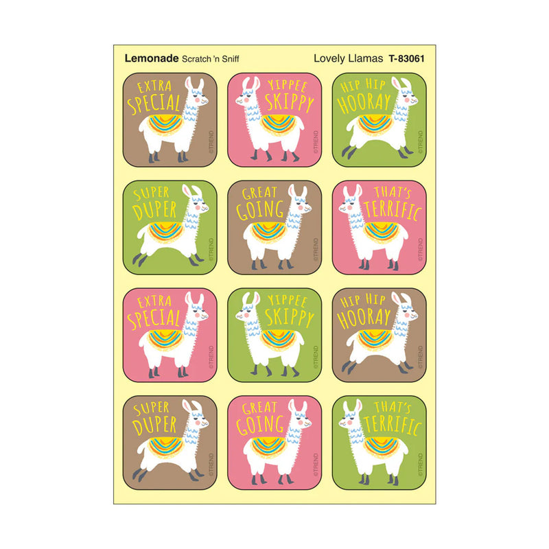 Lovely Llamas, Lemonade Scent Scratch 'n Sniff Stinky Stickers®, 48 Per Pack, 6 Packs
