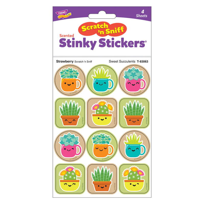 Sweet Succulents, Strawberry Scent Scratch 'n Sniff Stinky Stickers®, 48 Per Pack, 6 Packs