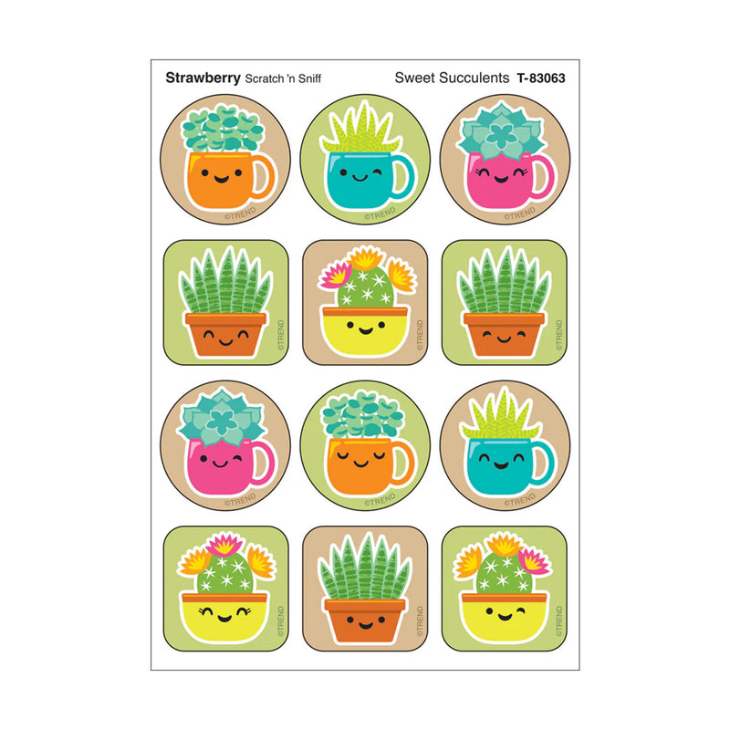 Sweet Succulents, Strawberry Scent Scratch 'n Sniff Stinky Stickers®, 48 Per Pack, 6 Packs