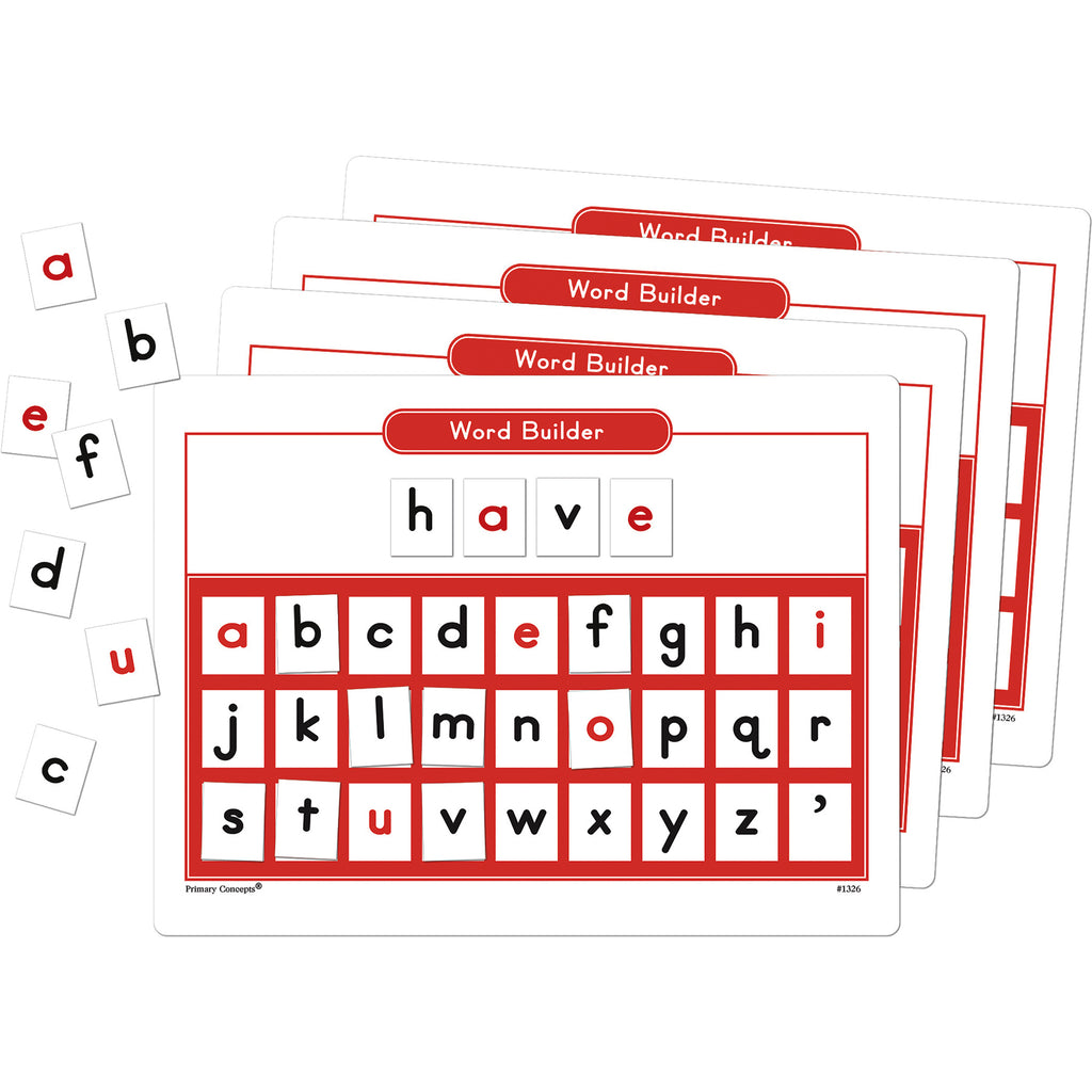 Magnetic Word Builder Boards with Magnetic Letters, 4 Boards