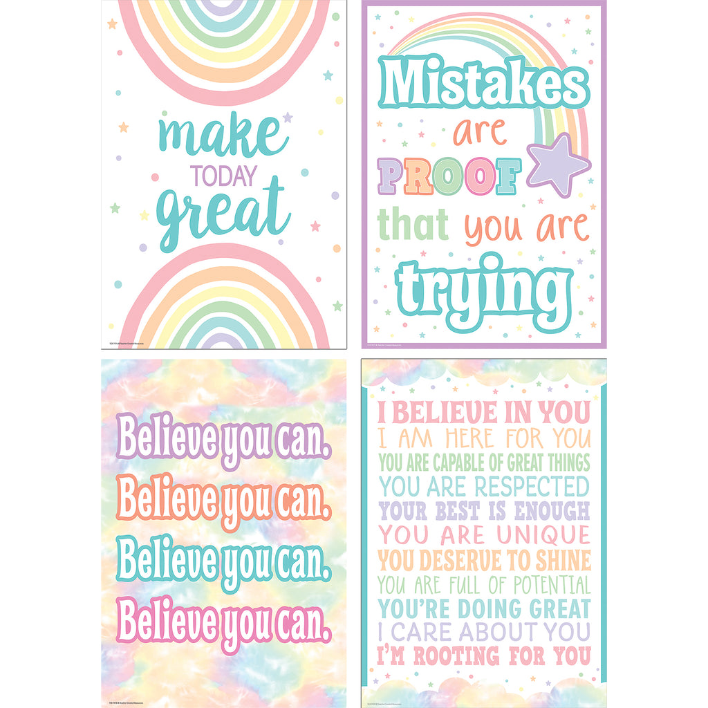 4ct Pastel Pop Positive Poster Set