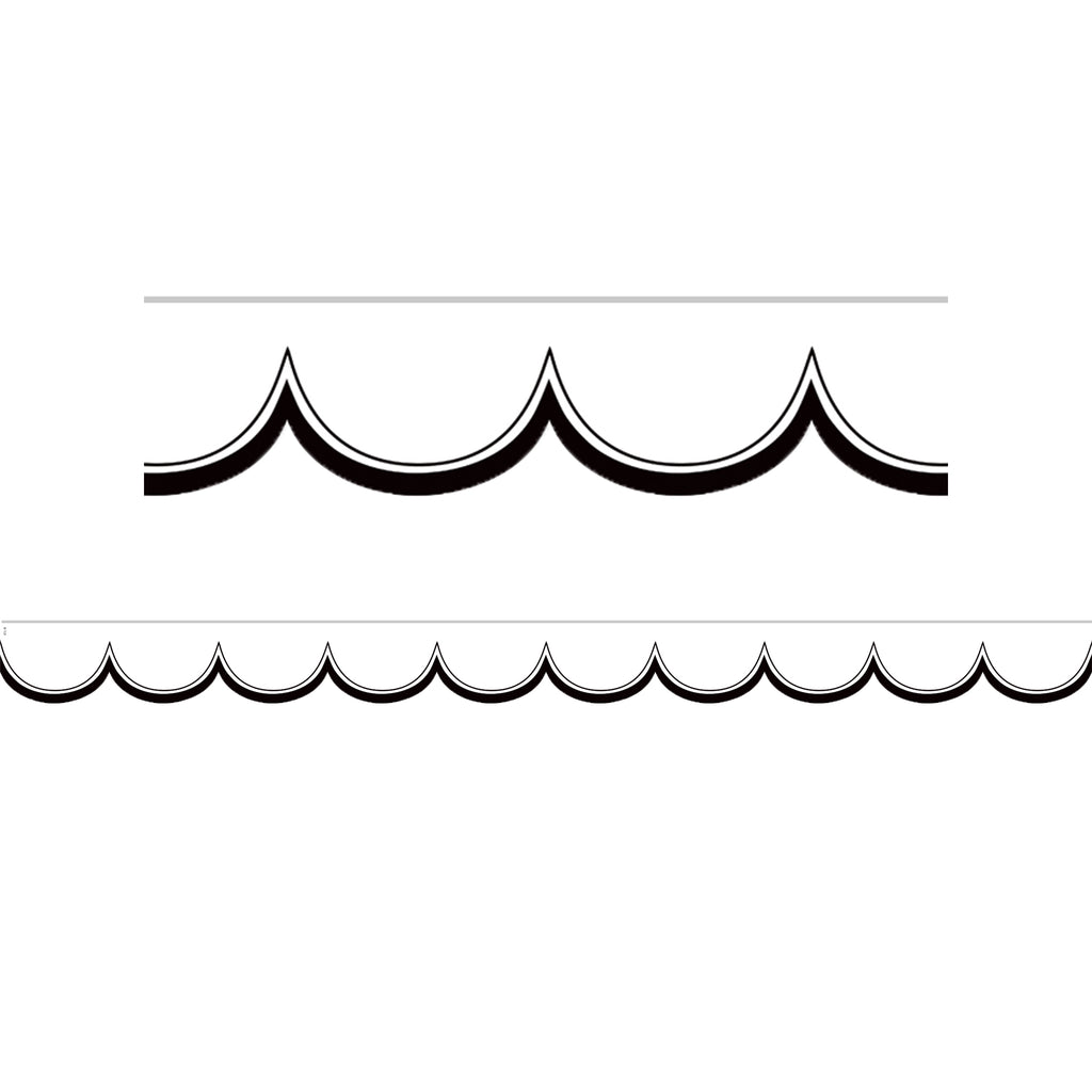 Wht W/blk Scalloped Die Cut Border