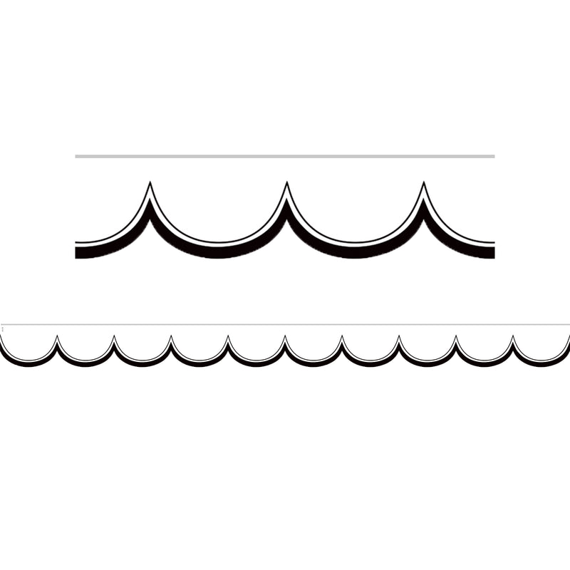 Wht W/blk Scalloped Die Cut Border