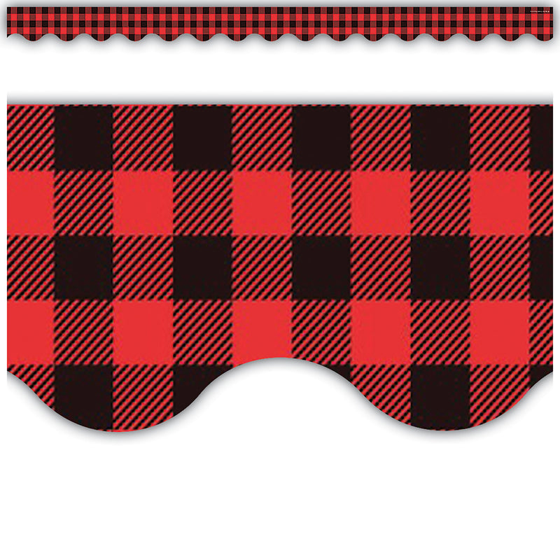 (6 Pk) Red & Black Gingham Border Scalloped