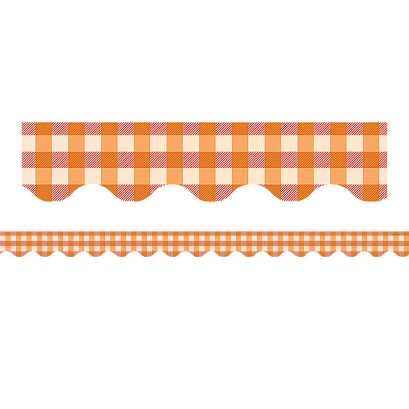 Orange Gingham Scalloped Border