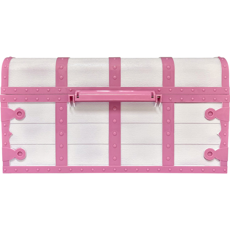 Treasure Chest with Lock & Key, Pink & White