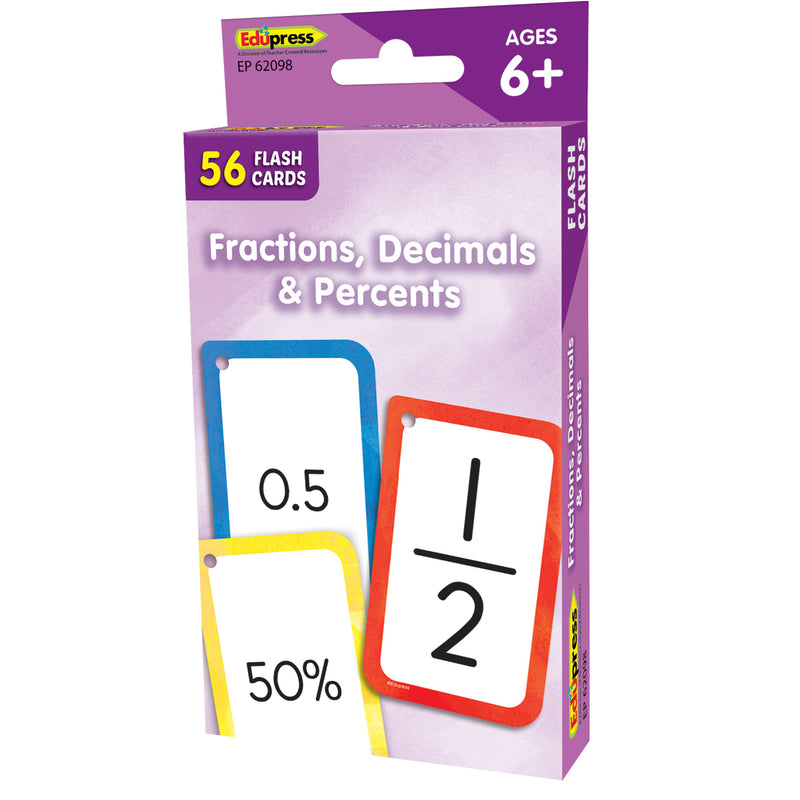 Fractions Decimals Flash Cards & Percents